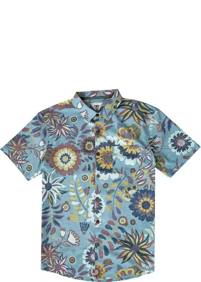 Vissla Men's Jaco Short Sleeve Woven Shirt In Vibrant Blue