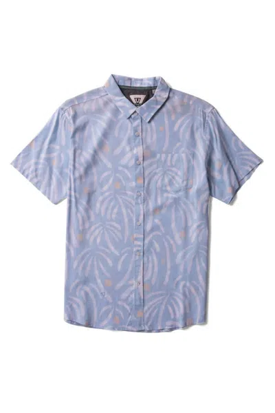 Vissla Men's Primitive Palms Eco Short Sleeves Woven Shirt In Pacific Blue