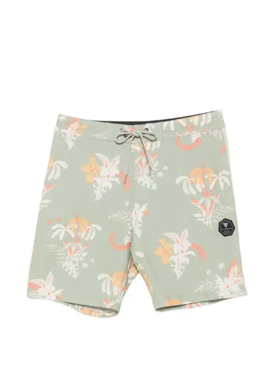Vissla Sub Tropic Floral-print Swim Shorts In Green