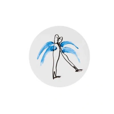 Vista Alegre 2i - Ilustradores Internacionais Porcelain Contemporary Decorative Plate In White/black/blue In White,black,blue