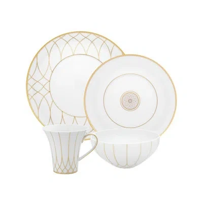 Vista Alegre 4 Piece Place Setting Set, Service For 1 In White;gold