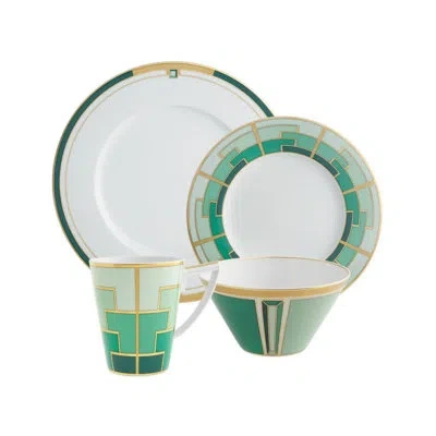 Vista Alegre 4 Piece Place Setting Set, Service For 1 In White;green;gold