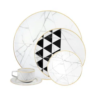 Vista Alegre 5 Piece Place Setting Set, Service For 1 In Black;white;gold