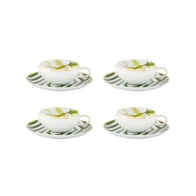 Vista Alegre Amazōnia Porcelain Teacup And Saucer In Green;white