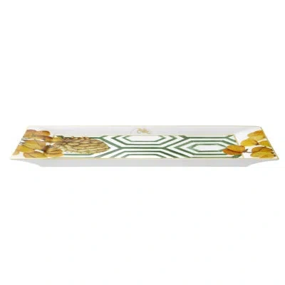 Vista Alegre Amazōnia Tart Tray In White;green;yellow