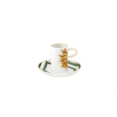 Vista Alegre Amazonia Teacup And Saucer, Set Of 4 In Yellow;green;white