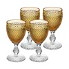 Vista Alegre Bicos Bicolor Goblet With Amber Bowl, Set Of 4
