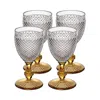 Vista Alegre Bicos Bicolor Goblet With Amber Stem, Set Of 4 In Transparent