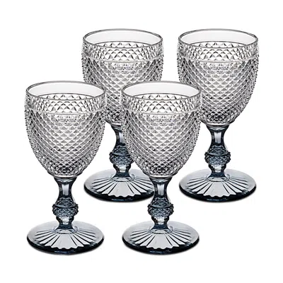 Vista Alegre Bicos Bicolor Goblet With Grey Stem, Set Of 4