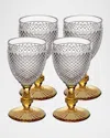 Vista Alegre Bicos Bicolor Goblet With Amber Stem, Set Of 4 In Multi