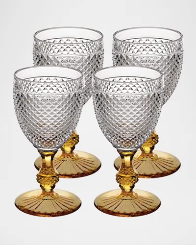 Vista Alegre Bicos Bicolor Goblet With Amber Stem, Set Of 4 In Multi