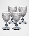 Vista Alegre Bicos Bicolor Goblet With Grey Stem, Set Of 4 In Multi