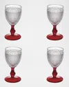 Vista Alegre Bicos Bicolor Goblet With Red Stem, Set Of 4 In Red Stem
