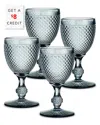 Vista Alegre Bicos Grey Water Goblets (set Of 4) With $8 Credit In Grey