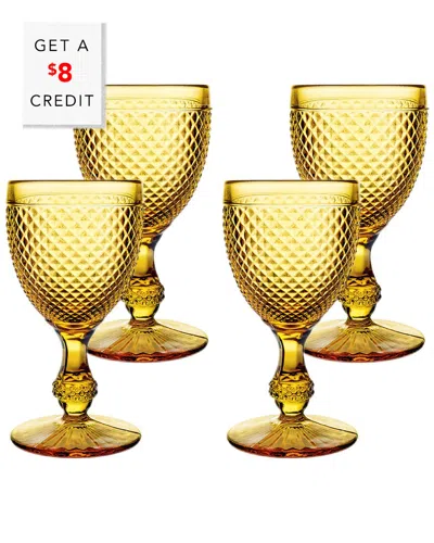 VISTA ALEGRE VISTA ALEGRE BICOS SET OF 4 AMBER WATER GOBLETS WITH $8 CREDIT