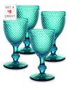 Vista Alegre Bicos Set Of 4 Blue Water Goblets With $8 Credit In Blue
