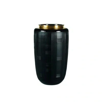 Vista Alegre Black 8.07'' Glass Table Vase In Black;gold