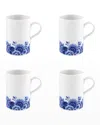 Vista Alegre Blue Ming Coffee Mugs, Set Of Four In Blue