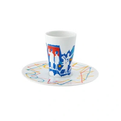 Vista Alegre Bode Inspiratório Coffee Cup And Saucer I In Blue;white;red;yellow