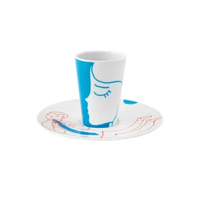 Vista Alegre Bode Inspiratório Coffee Cup And Saucer Ii In Blue;white;red