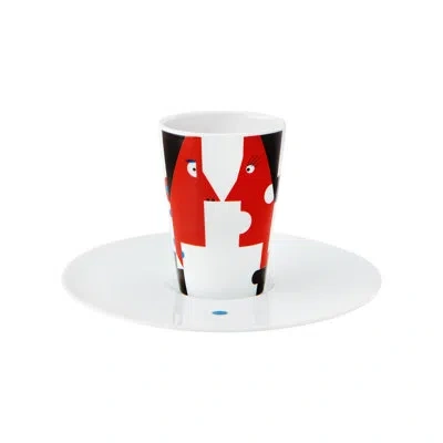 Vista Alegre Bode Inspiratório Coffee Cup And Saucer X In Black;white;red