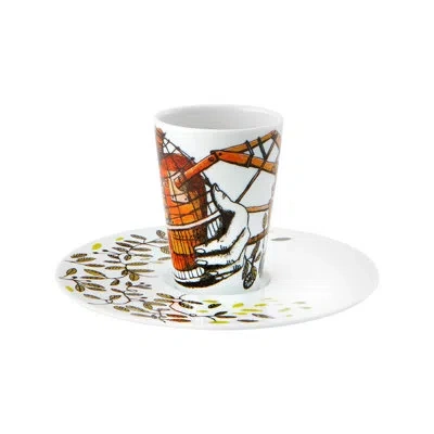 Vista Alegre Bode Inspiratório Coffee Cup And Saucer Xii In Black;white;yellow