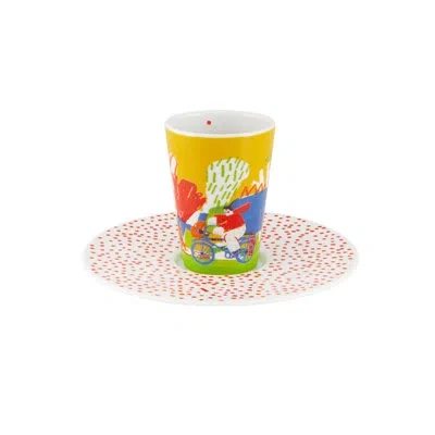 Vista Alegre Bode Inspiratório Coffee Cup And Saucer Xx In Blue;white;green;yellow