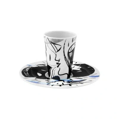 Vista Alegre Bode Inspiratório Coffee Cup And Saucer Xxii In Black;white