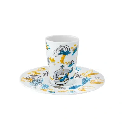 Vista Alegre Bode Inspiratório Coffee Cup And Saucer Xxiv In Blue;white;yellow