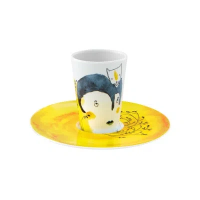Vista Alegre Bode Inspiratório Coffee Cup And Saucer Xxv In White;yellow