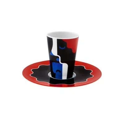 Vista Alegre Bode Inspiratório Coffee Cup And Saucer Xxviii In Black;white;red