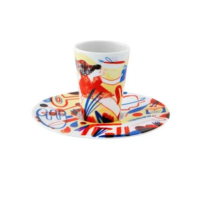 Vista Alegre Bode Inspiratório Coffee Cup And Saucer Xxxii In Blue;black;white