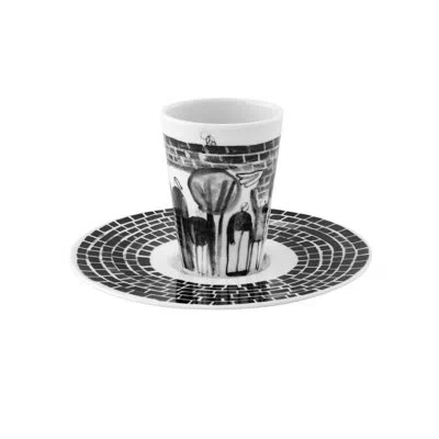 Vista Alegre Bode Inspiratório Coffee Cup And Saucer Xxxiii In Black;white