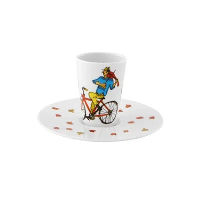 Vista Alegre Bode Inspiratório Coffee Cup And Saucer Xxxv In Blue;white;red