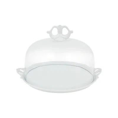 Vista Alegre Boleira Covered Cake Plate In White;clear