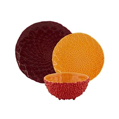 Vista Alegre Bordallo Pinheiro Amazonia 3 Pps - Red Bowl In Multi