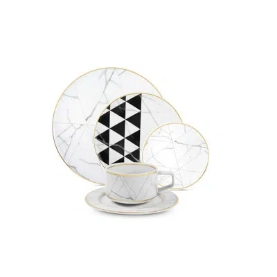 Vista Alegre Carrara 20 Piece Dinnerware Set Service For 4 In Black;white;gold;grey