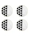 Vista Alegre Carrara Dessert/salad Plates, Set Of Four In Black