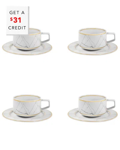 Vista Alegre Carrara Tea Cup And Saucers (set Of 4) With $31  Credit In Multi