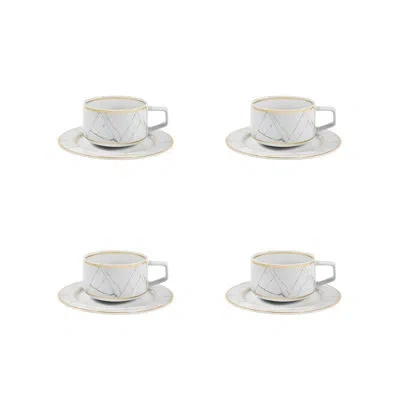 Vista Alegre Carrara Teacup & Saucer In White;gray