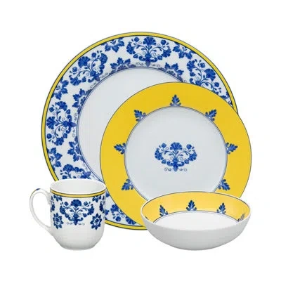 Vista Alegre Castelo Branco Piece Porcelain China Dinnerware Set In Yellow;white;blue