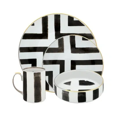 Vista Alegre Christian Lacroix 4 Piece Place Setting Set, Service For 1 In Black;white;gold