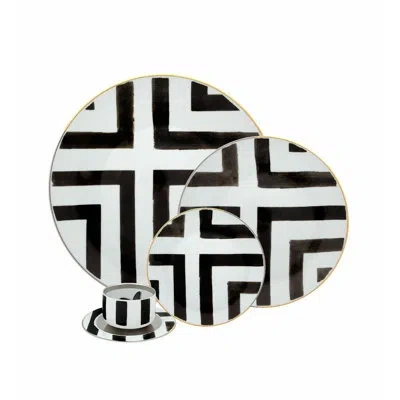 Vista Alegre Christian Lacroix 5 Piece Place Setting Set, Service For 1 In Black;white