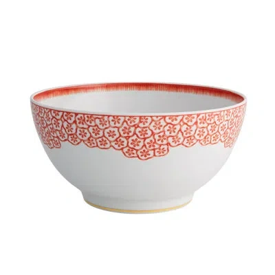Vista Alegre Coralina Salad Bowl In White;orange