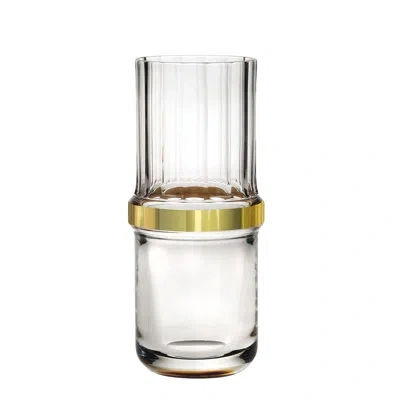 Vista Alegre Dorian Clear/gold 10.24" Crystal Table Vase In Gold;clear