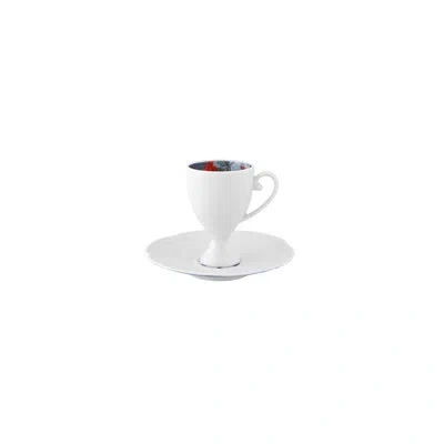 Vista Alegre Duality Coffee Mug And Saucer In Blue;white;red