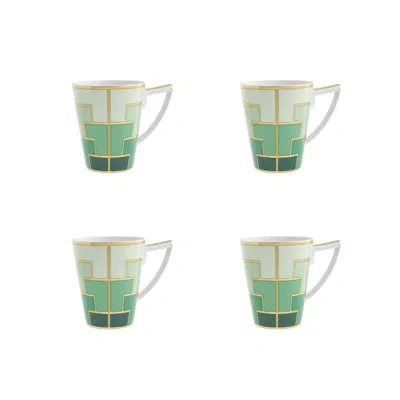 Vista Alegre Emerald Coffee Mug In White;green;gold