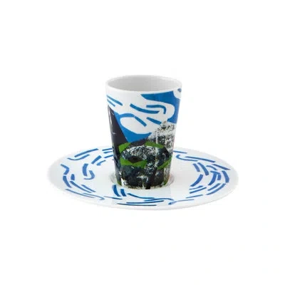 Vista Alegre Espresso Cup And Saucer 46 In Blue;red;pink