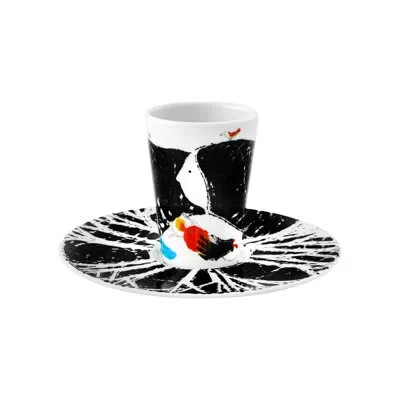 Vista Alegre Espresso Cup And Saucer 8 In Black;white