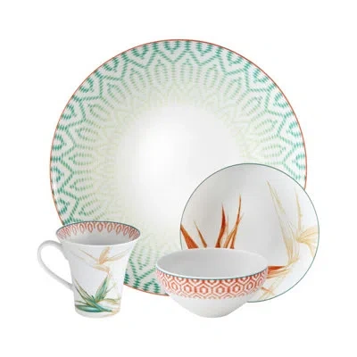 Vista Alegre Fiji 16 Piece Dinnerware Set, Service For 4 In Green